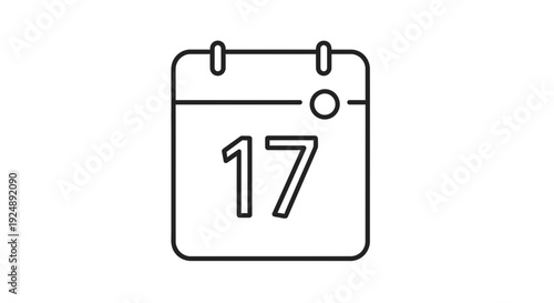 Calendar Icon with Number 17, Date Reminder, Planning, Event Schedule