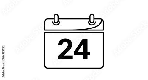 Calendar icon with the number 24, representing a date or deadline, simple vector illustration.