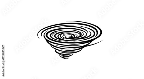 Black and White Tornado Swirl Illustration - Abstract Vortex Symbol