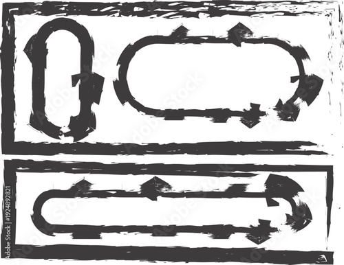 Ancient stylized arrow symbols in rectangular frames