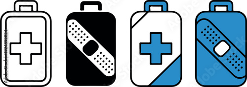First aid kit icon set