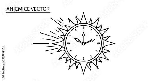 Sun Clock Icon, Time Passing Concept, Fast Motion, Speed, Sunrise Sunset