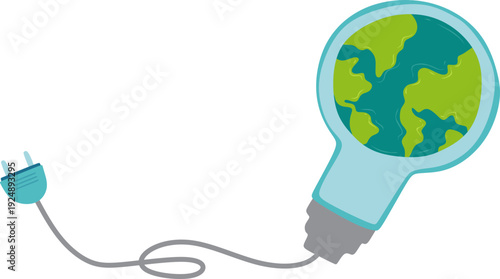 Global Energy Saving Concept with Earth Lightbulb