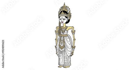 Traditional Indian Kathputli Puppet of a Woman with Musical Instrument