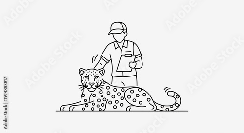 Zookeeper Caring for Leopard, Trust and Friendship Between Human and Wild Animal