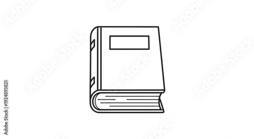 Simple Line Art Icon of a Closed Book, Minimalist Design