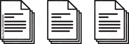 Three stacks of documents with folded corners