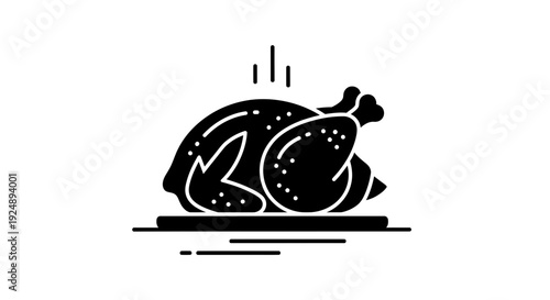 Roasted Chicken Icon, Delicious Food Symbol, Vector Illustration