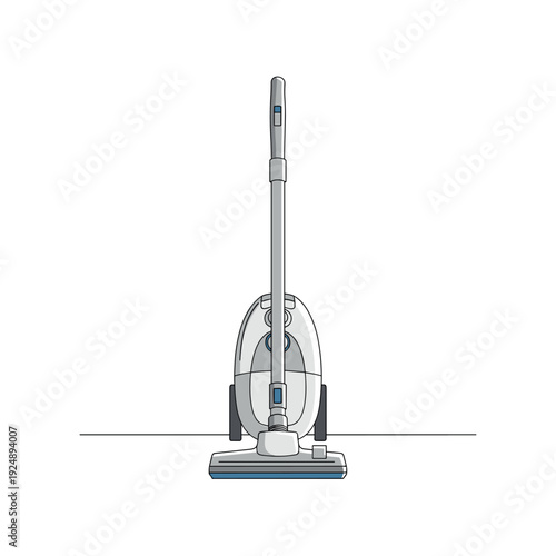 Modern vacuum cleaner vector illustration, professional home cleaning equipment, white canister vacuum for domestic housework and hygiene