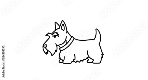 Scottish Terrier Dog Outline Illustration, Minimalist Line Art, Cute Pet Portrait