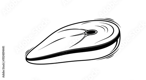 Raw Steak Cut Illustration, Black and White Line Art, Food Ingredient