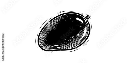 Vintage woodcut watermelon engraving: retro black and white design