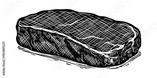 Hand drawn vintage style beef steak on white background
