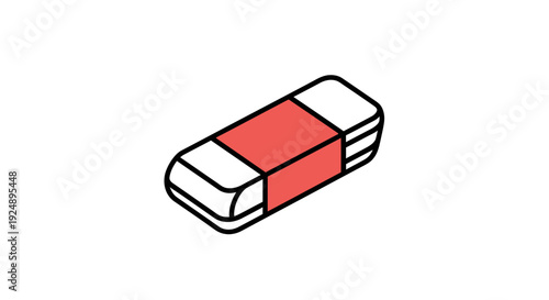 Red and White Eraser Icon on White Background, Simple Vector Illustration