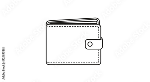 Minimalist Wallet Icon, Folded Leather Wallet Outline, Simple Money Holder Graphic