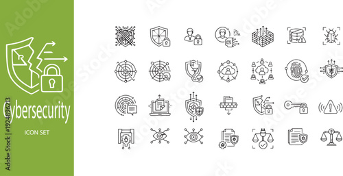 Professional Cybersecurity Glyph Icon Set: Solid Vector Symbols for Data Privacy, Network Defense, and Digital Security
