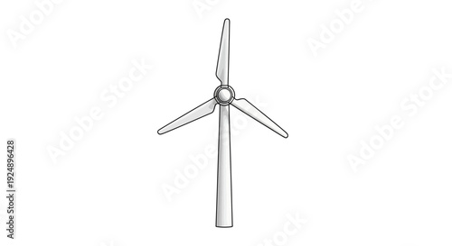 Modern Wind Turbine Generating Clean Energy in a White Background