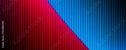 Abstract ribbed fractal glass texture effect with bright smooth fluted vertical lines of colorful gradient. Bold and dynamic design blending bright colors and geometry for modern visual art project