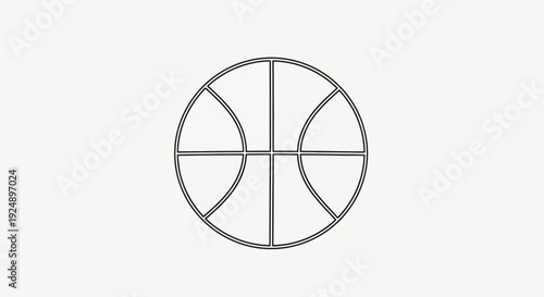 Minimalist Basketball Outline Icon, Simple Line Art Sport Symbol