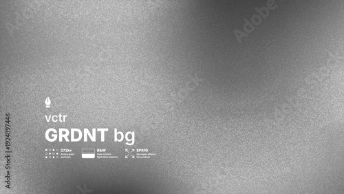 Abstract black and white vector background with high detailed noise texture and blurred gradient effect. Modern grayscale silver grainy overlay for industrial or brutalist design concepts.