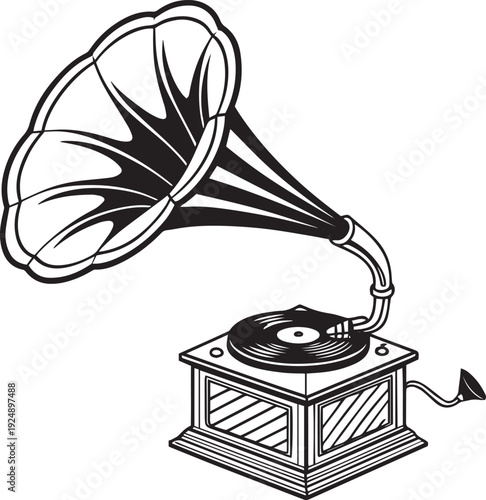 Classic Phonograph with Horn