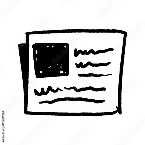 News Newspaper Article Doodle Illustration. Hand Drawn Minimalist Media and Journalism Icon for Information and Editorial Design.