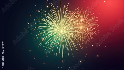 Dynamic abstract image featuring two vibrant fireworks bursting with light against a rich, blended backdrop.