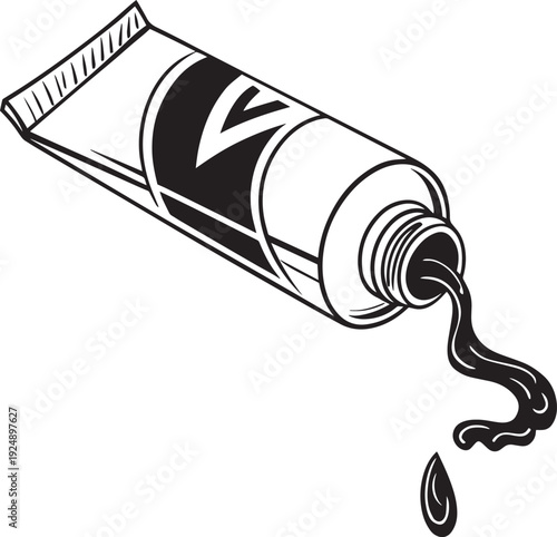 Black and White Paint Tube Illustration