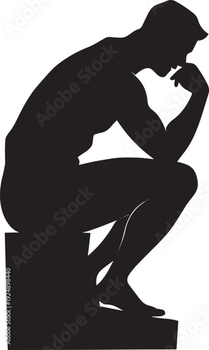 The Thinker Statue Silhouette Left View