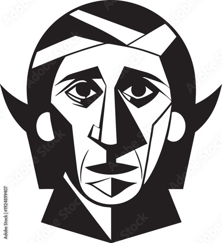 Modernist Geometric Male Portrait Art