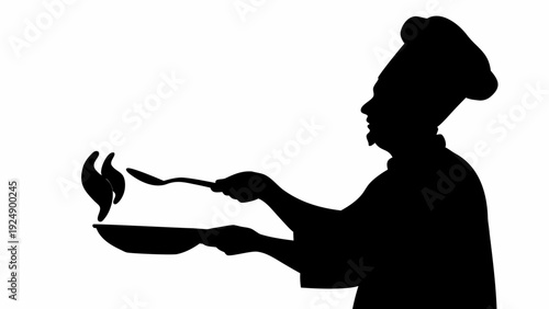 Chef cooking with skill and flair in professional kitchen