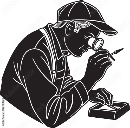 Craftsman Inspecting Small Parts