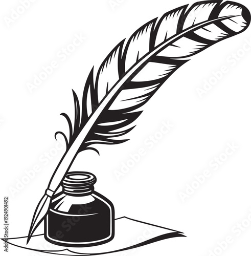 Feather Quill and Inkwell