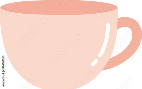 Simple Pink Ceramic Coffee Mug or Tea Cup Illustration.