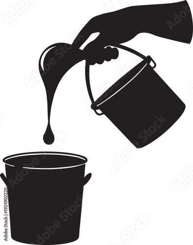 Pouring Material into Pail Illustration