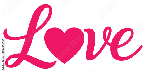 Pink love text with heart symbol on for valentines day