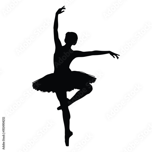 Silhouette of a ballet dancer in a graceful pose performing a beautiful movement