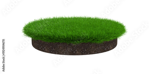 Fotografie Land pieces with green grass on white background