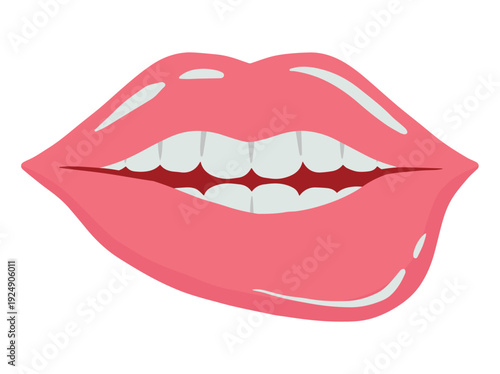 Hand Drawn Pink Lip or Mount with Tooth
