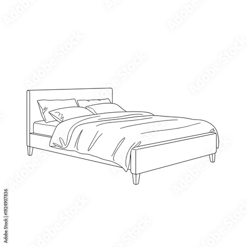 Cozy bedroom scene with bed pillows and comfortable furniture illustration