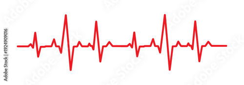 Konstfotografi Heart beat cardiogram, red ecg heart rate line graph isolated on transparent background