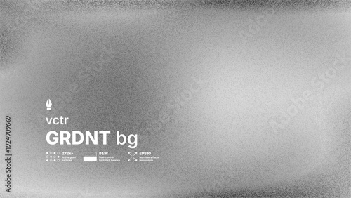 Abstract black and white vector background with high detailed noise texture and blurred gradient effect. Modern grayscale silver grainy overlay for industrial or brutalist design concepts.