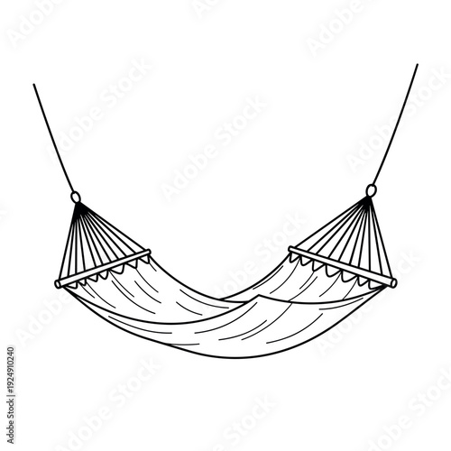 Hammock on the beach with sailboats and ocean vector illustration