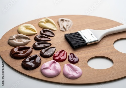 Hair dye color palette, various shades of hair dye