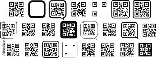 A collection of various qr codes on a white background Vector