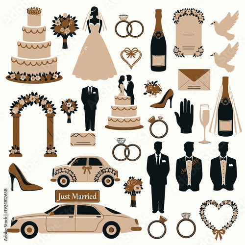 Wedding Icons Set vector illustration