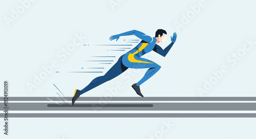 Dynamic illustration of a fast runner on a track