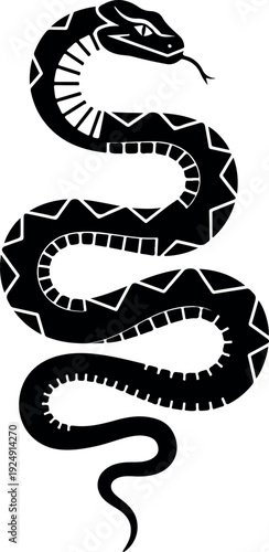 Black Silhouette Rattlesnake Illustration Isolated On White