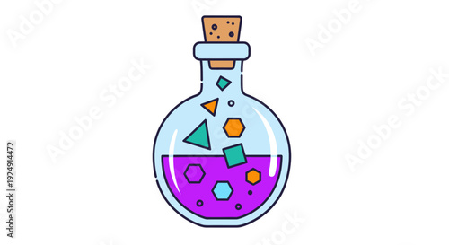 Colorful Potion Bottle with Geometric Shapes Icon
