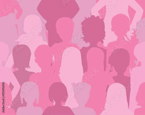 International Womens Day Seamless Pattern Background Silhouette Pink